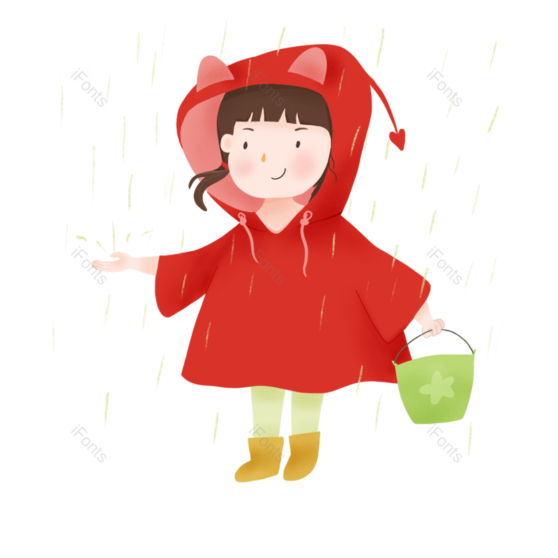 卡通图片,雨水元素,小女孩PNG,女孩免抠素材